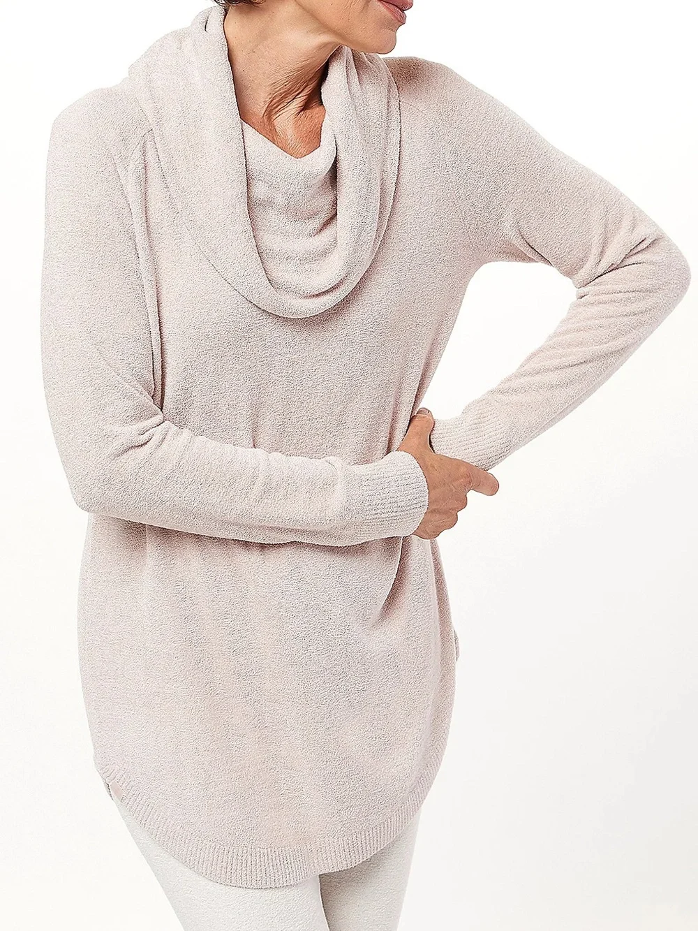 NWT Barefoot Dreams CozyChic Ultra Lite Coastal Cowl Neck Tunic Rosebud Medium